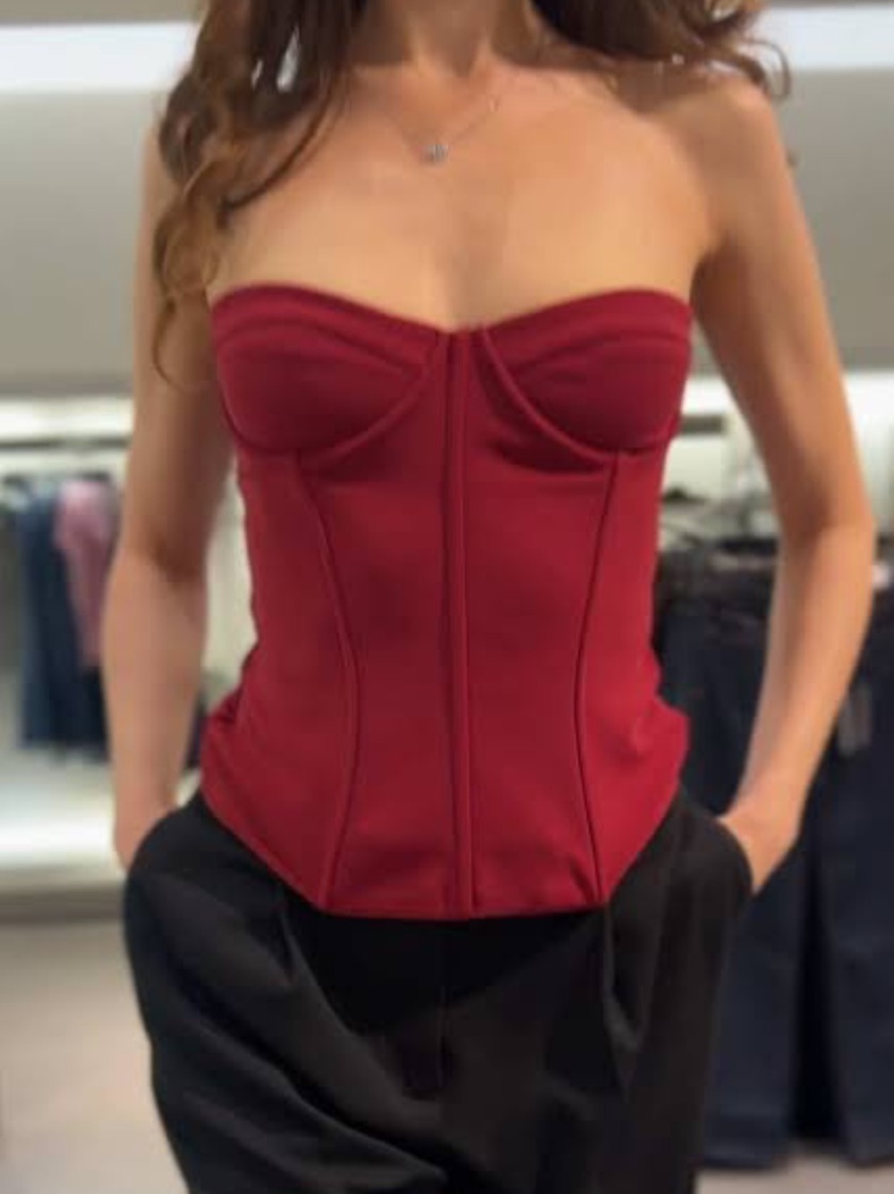 Strapless Bustier Top in Deep Wine